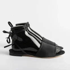Anna F. Low Sandals* - Flat Sandals 3440 - Black Satin