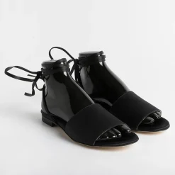 Anna F. Low Sandals* - Flat Sandals 3440 - Black Satin