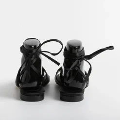 Anna F. Low Sandals* - Flat Sandals 3440 - Black Satin