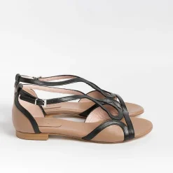 Anna F. Low Sandals* - Flat Sandals 3671 - Camelia Black