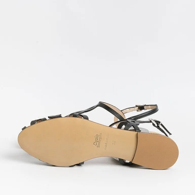 Anna F. Low Sandals* - Flat Sandals 3628 - Nappa Black