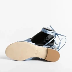 Anna F. Low Sandals* - Flat Sandals 3440 - Sky Satin