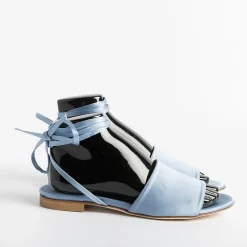 Anna F. Low Sandals* - Flat Sandals 3440 - Sky Satin