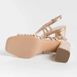 Anna F. Ceremony - Shoes And Clutches* - Sandals With Heels - 3623 - Powder Laminate