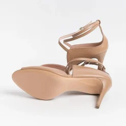 Anna F. Ceremony - Shoes And Clutches* - Sandals With Heels - 3640 - Nappa Camelia