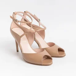 Anna F. Ceremony - Shoes And Clutches* - Sandals With Heels - 3640 - Nappa Camelia