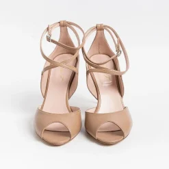 Anna F. Ceremony - Shoes And Clutches* - Sandals With Heels - 3640 - Nappa Camelia