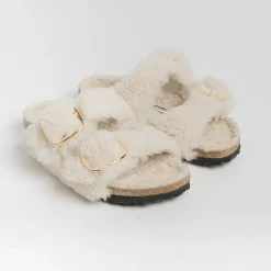 BIRKENSTOCK Low Sandals* - Flat Sandals 1023130 - Arizona Big Buckle Teddy - Eggshell