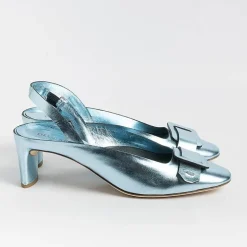 DEL CARLO Ceremony - Shoes And Clutches* - Sling Back - 11303 - Mirror - Sky