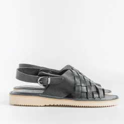 FRACAP Low Sandals* - Flat Sandals D177 - Nebrasca - Black