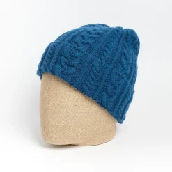 HOWLING Hats And Caps* - Cable Tartan Wool Hat - Navy Blue