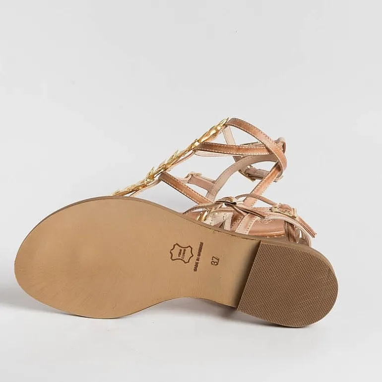 MAKIS KOTRIS Low Sandals* - Flat Thong Sandals K770 - Natural