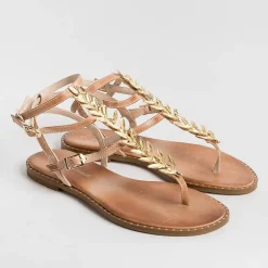 MAKIS KOTRIS Low Sandals* - Flat Thong Sandals K770 - Natural