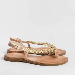 MAKIS KOTRIS Low Sandals* - Flat Thong Sandals K870 - Natural