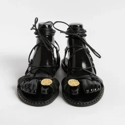 MAKIS KOTRIS Flip-Flops Sandals* - Low Thong Sandals 04-306 - Black