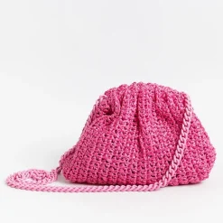 MARIA LA ROSA Clutch* - Shoulder Bag - Mini Game Crochet - Fuchsia
