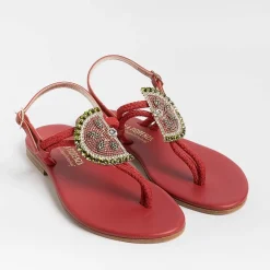PAOLA FIORENZA Flip-Flops Sandals* - Flat Thong Sandals - Fb1001 - Red