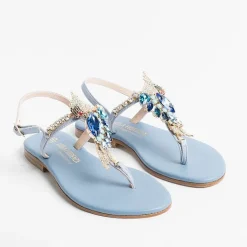 PAOLA FIORENZA Low Sandals* - Flat Thong Sandals - Fb955 Light Blue