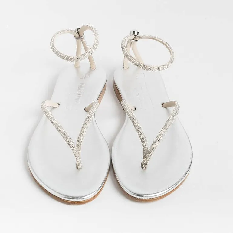 PAOLA FIORENZA Low Sandals* - Flat Thong Sandals Fd03 - Silver
