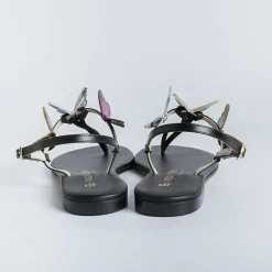 PAOLA FIORENZA Low Sandals* - Flat Thong Sandals - Fd43 - Black/Butterflies