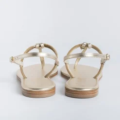 PAOLA FIORENZA Flip-Flops Sandals* - Flat Thong Sandals - Bs05 - Platinum/Green