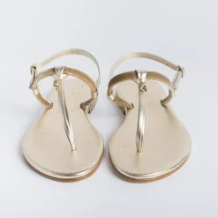 PAOLA FIORENZA Flip-Flops Sandals* - Flat Thong Sandals - Bs05 - Platinum/Green