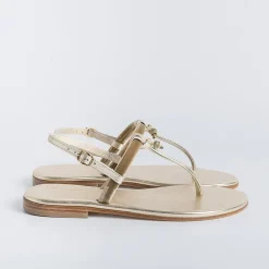 PAOLA FIORENZA Low Sandals* - Flat Thong Sandals - Bs05 - Platinum/Green