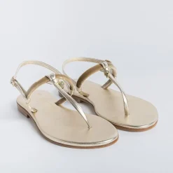 PAOLA FIORENZA Low Sandals* - Flat Thong Sandals - Bs05 - Platinum/Green