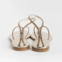 PAOLA FIORENZA Low Sandals* - Flat Thong Sandals Fd03 - Amber Platinum