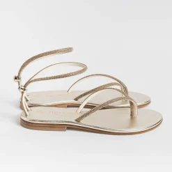 PAOLA FIORENZA Low Sandals* - Flat Thong Sandals Fd03 - Amber Platinum