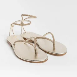 PAOLA FIORENZA Low Sandals* - Flat Thong Sandals Fd03 - Amber Platinum