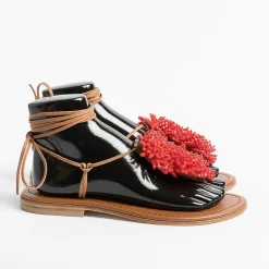PAOLA FIORENZA Low Sandals* - Flat Thong Sandals - Ss2346 Red Leather