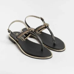 PAOLA FIORENZA Low Sandals* - Flat Thong Sandals - Ss2378 - Ambra Black