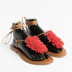 PAOLA FIORENZA Flip-Flops Sandals* - Flat Thong Sandals - Ss2346 Red Leather