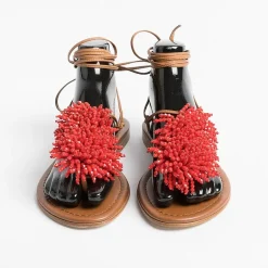 PAOLA FIORENZA Flip-Flops Sandals* - Flat Thong Sandals - Ss2346 Red Leather