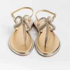 PAOLA FIORENZA Low Sandals* - Flat Thong Sandals - Ss2353 - Amber Crystal Platinum