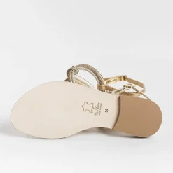 PAOLA FIORENZA Low Sandals* - Flat Thong Sandals - Ss2353 - Amber Crystal Platinum