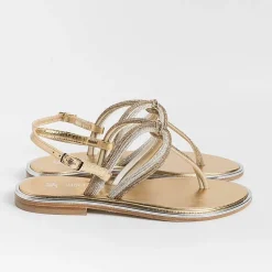 PAOLA FIORENZA Low Sandals* - Flat Thong Sandals - Ss2353 - Amber Crystal Platinum