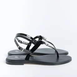 PAOLA FIORENZA Low Sandals* - Flat Thong Sandals Bs05 Nodino - Velvet - Black