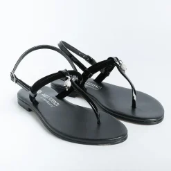 PAOLA FIORENZA Low Sandals* - Flat Thong Sandals Bs05 Nodino - Velvet - Black