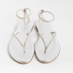 PAOLA FIORENZA Flip-Flops Sandals* - Flat Thong Sandals Fd03 - Silver