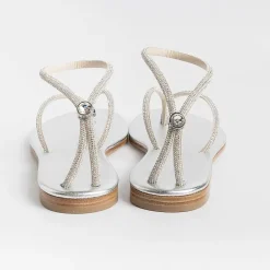 PAOLA FIORENZA Flip-Flops Sandals* - Flat Thong Sandals Fd03 - Silver