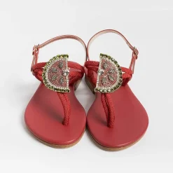 PAOLA FIORENZA Low Sandals* - Flat Thong Sandals - Fb1001 - Red