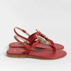 PAOLA FIORENZA Low Sandals* - Flat Thong Sandals - Fb1001 - Red