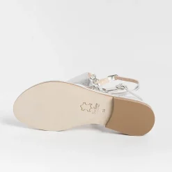 PAOLA FIORENZA Low Sandals* - Triangle Flat Thong Sandals - Silver