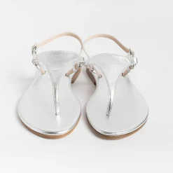 PAOLA FIORENZA Low Sandals* - Triangle Flat Thong Sandals - Silver