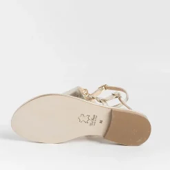 PAOLA FIORENZA Low Sandals* - Triangle Flat Thong Sandals - Platinum