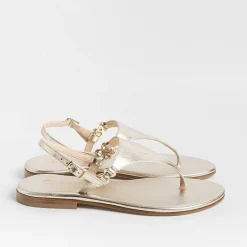 PAOLA FIORENZA Low Sandals* - Triangle Flat Thong Sandals - Platinum