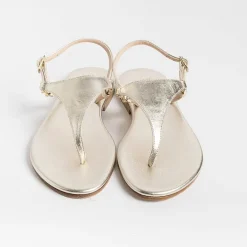 PAOLA FIORENZA Low Sandals* - Triangle Flat Thong Sandals - Platinum