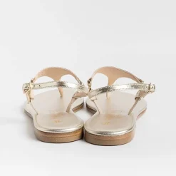 PAOLA FIORENZA Low Sandals* - Triangle Flat Thong Sandals - Platinum